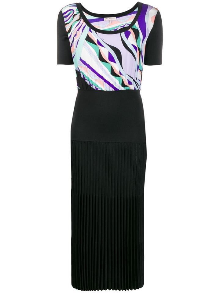 Emilio Pucci Burle Print Pleated Dress - Black