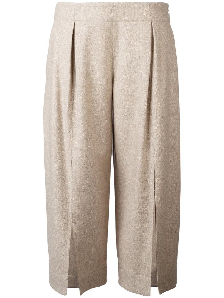 Nehera Front Slit Culottes, Women's, Size: 36, Nude/neutrals, Silk/polyamide/virgin Wool/cotton