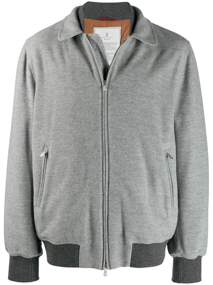 Brunello Cucinelli Contrasting Details Bomber Jacket - Grey