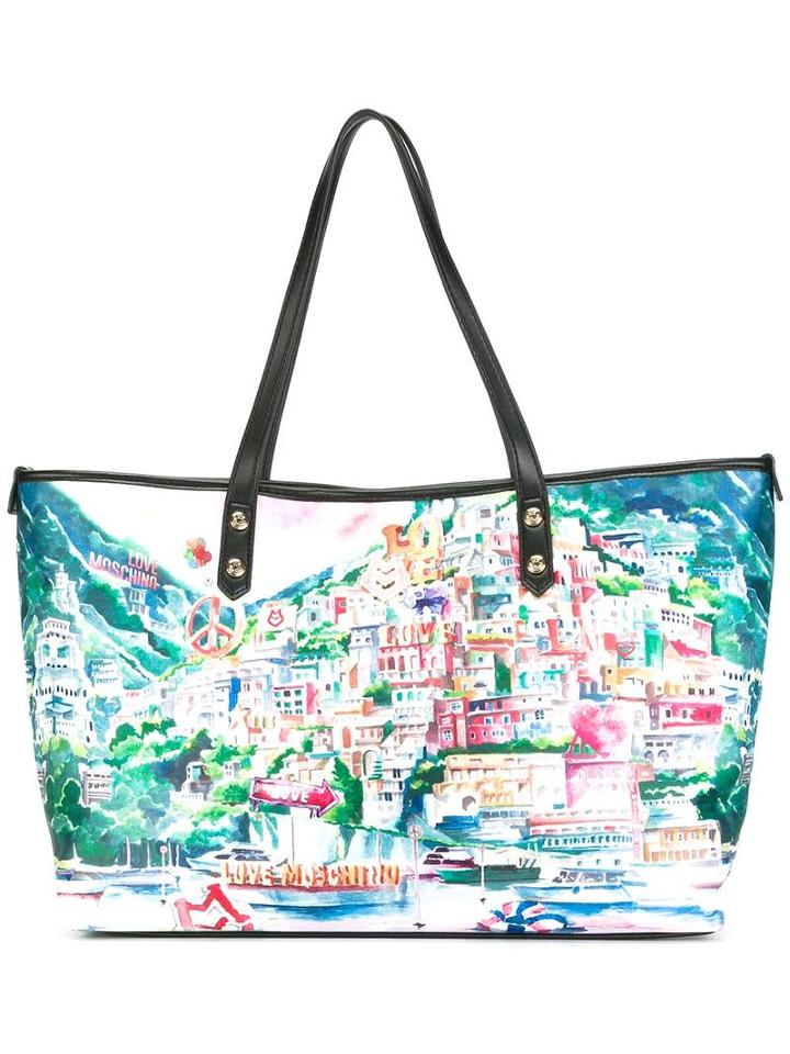 Love Moschino Landscape Print Tote, Women's, Polyurethane