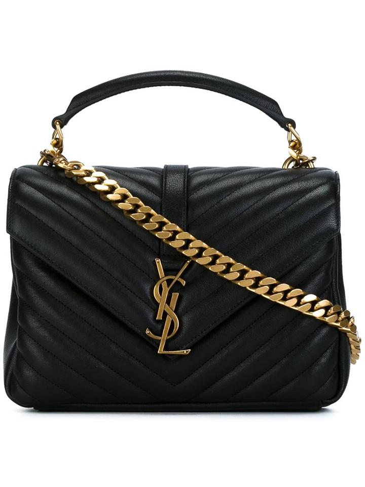 Saint Laurent Medium 'collège Monogram' Tote, Women's, Black, Calf Leather