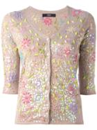 Steffen Schraut Floral Embroidery Cardigan, Women's, Size: 36, Nude/neutrals, Polyester/viscose/cashmere/polyamide