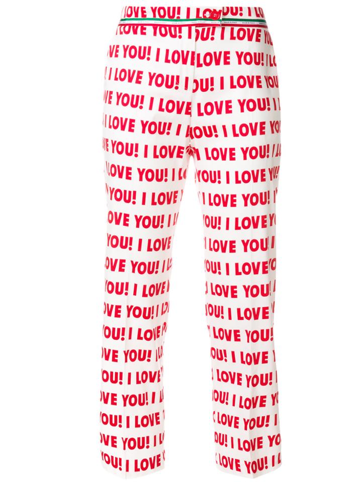 Blugirl I Love You Printed Cropped Trousers - White