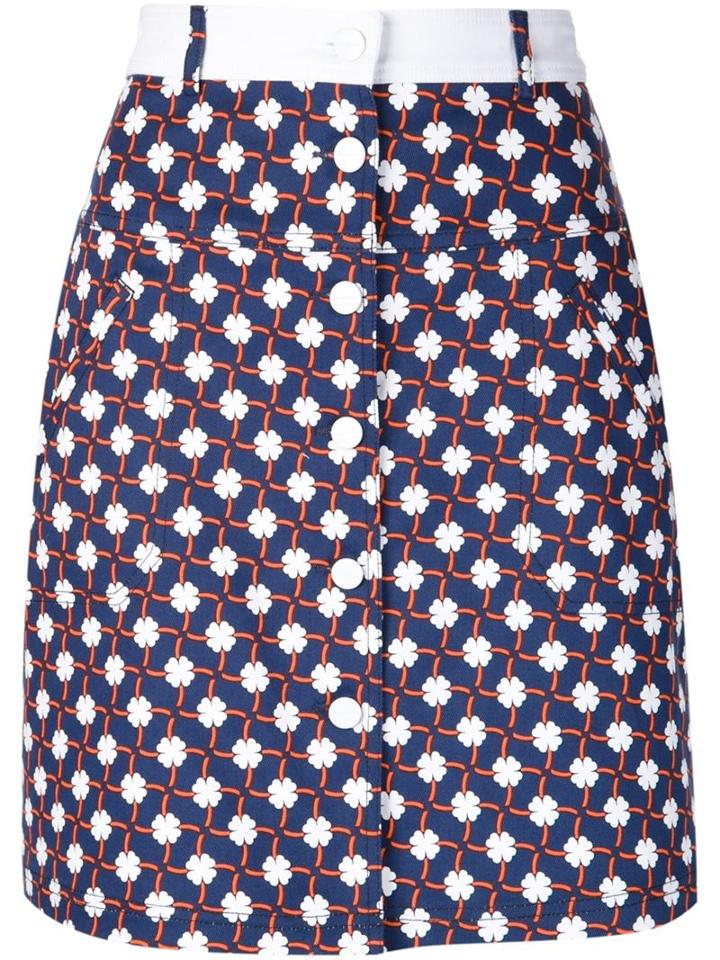 Carven Calico Print Buttoned Skirt