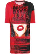 Balmain Graphic T-shirt Dress - Red