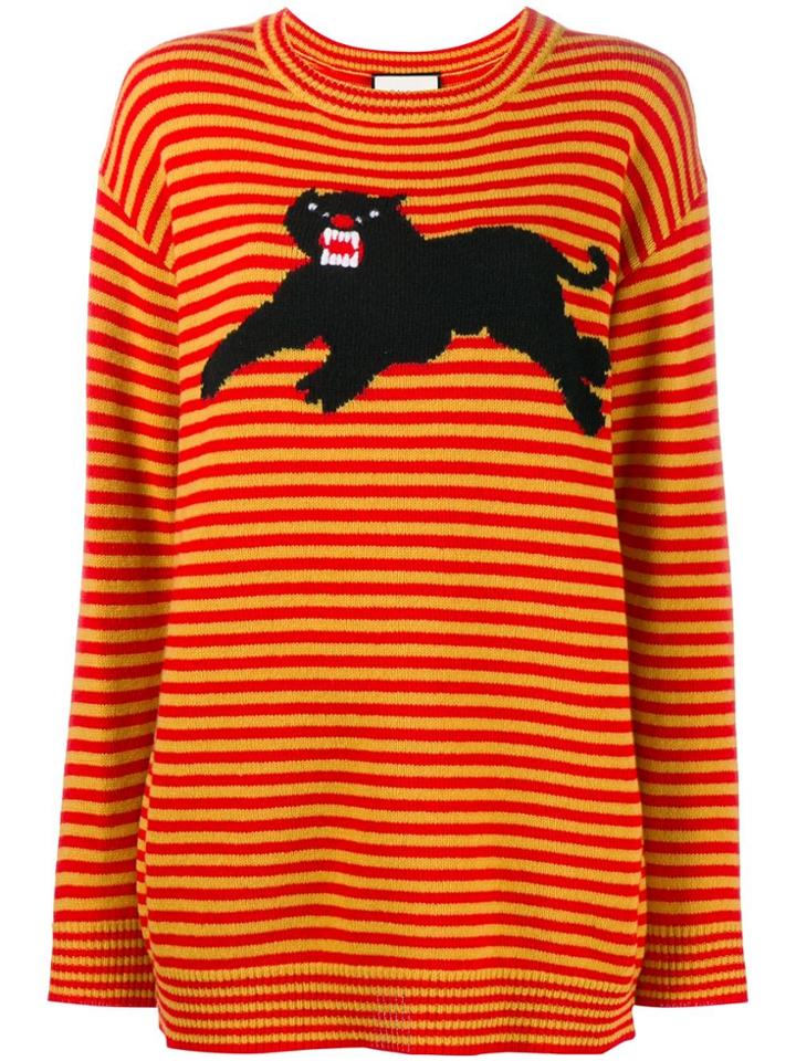 Gucci Striped Panther Jumper - Yellow & Orange