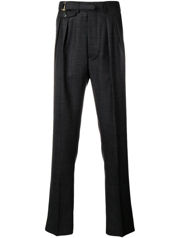 Lardini Creased Straight Leg Trousers - Brown