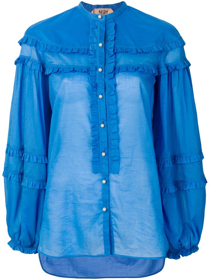 No21 Ruffle Trim Shirt - Blue