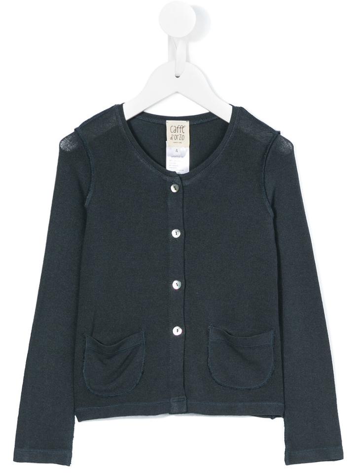 Caffe' D'orzo - Round Neck Cardigan - Kids - Cotton/spandex/elastane - 4 Yrs, Toddler Girl's, Grey