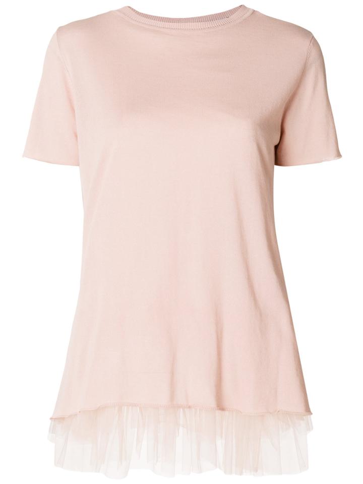 Blugirl Tulle Hem T-shirt - Pink & Purple