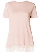 Blugirl Tulle Hem T-shirt - Pink & Purple