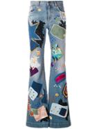 Roberto Cavalli - Patchwork Flared Jeans - Women - Cotton/spandex/elastane - 40, Blue, Cotton/spandex/elastane