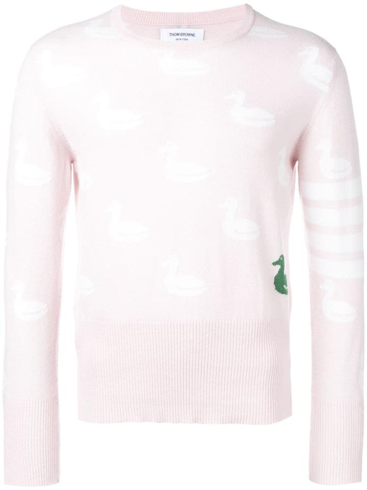 Thom Browne 4-bar Duck Intarsia Pullover - Pink