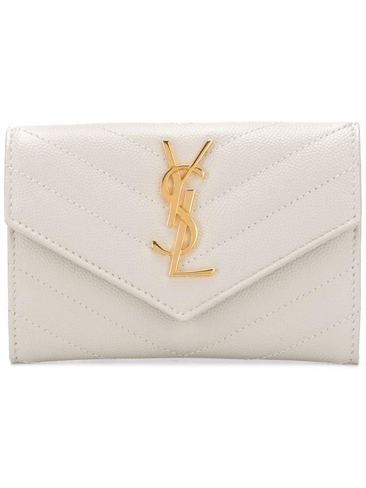 Saint Laurent Monogram Small Envelope Wallet - Neutrals