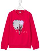Kenzo Kids Embellished Cactus Embroidered Sweatshirt, Girl's, Size: 16 Yrs, Pink/purple