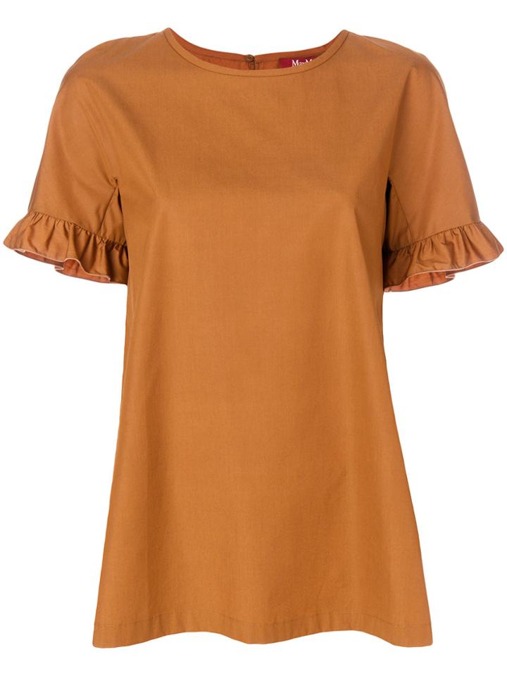 Max Mara Studio Ruffle Sleeved Blouse - Brown