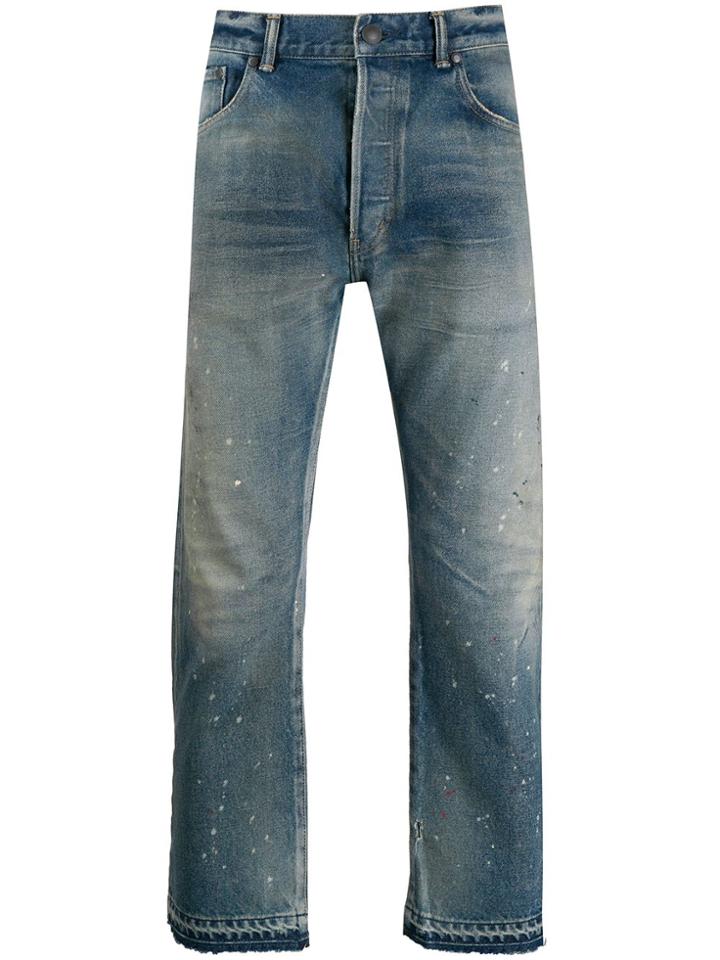John Elliott Cropped Straight Leg Jeans - Blue