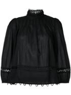 Apiece Apart Lace Trim Blouse, Women's, Size: 4, Black, Cotton
