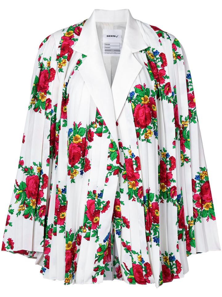 Seen Floral Pleated Blazer - Multicolour
