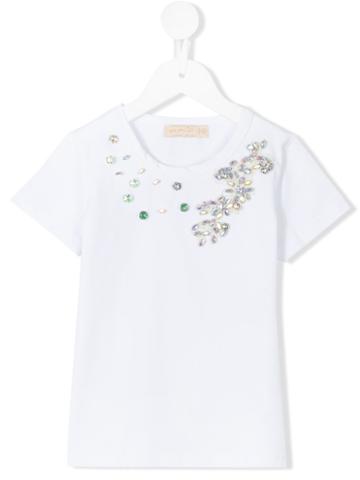 Pamilla Kids - Bejewelled T-shirt - Kids - Cotton/spandex/elastane - 6 Yrs, White