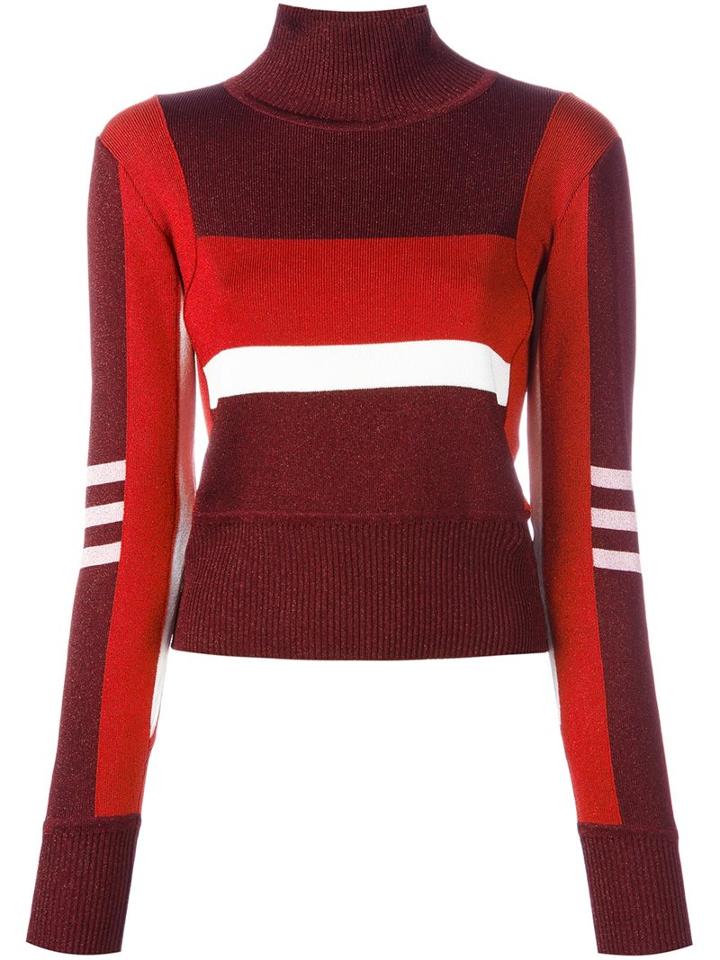 Emilio Pucci High Neck Cropped Pullover, Women's, Size: Medium, Red, Acetate/polyester/nylon