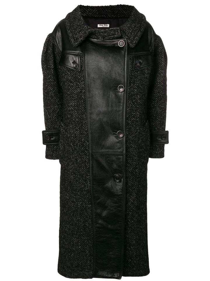 Miu Miu Double Breasted Coat - Black