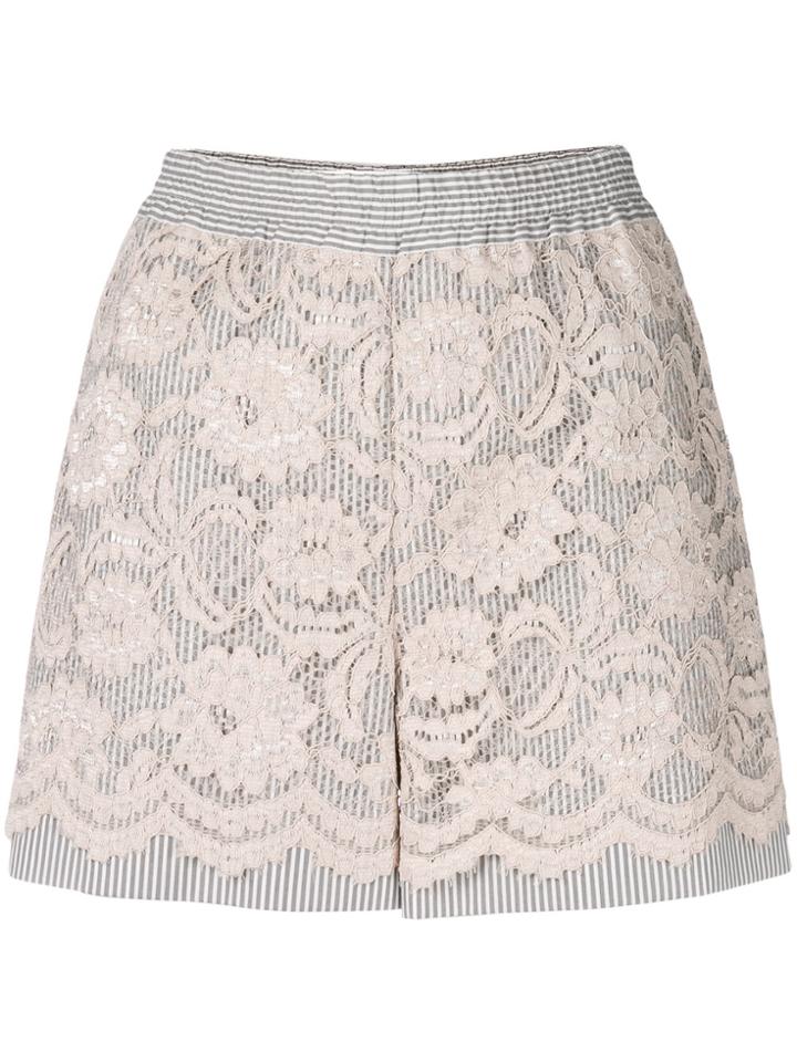 Miahatami Floral Lace Shorts - Nude & Neutrals