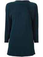 Maison Margiela Backless Long Sleeve Top, Women's, Size: 44, Blue, Viscose