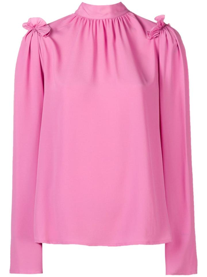 Msgm High Neck Blouse - Pink & Purple