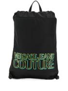 Versace Jeans Couture Leather Look Drawstring Backpack - Black