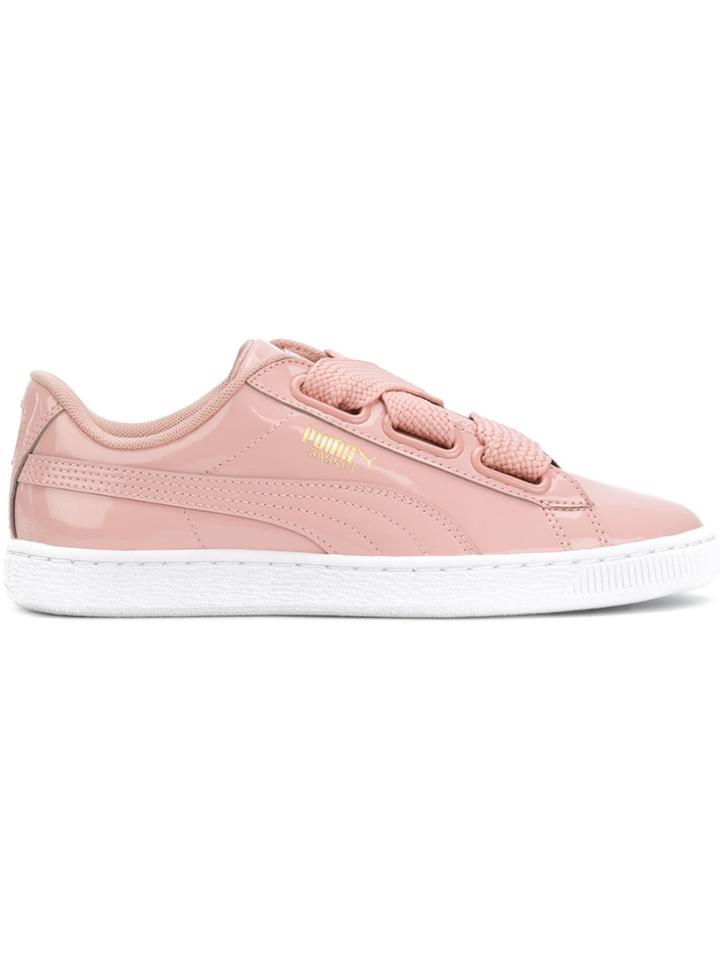 Puma Basket Heart Patent Sneakers - Pink & Purple