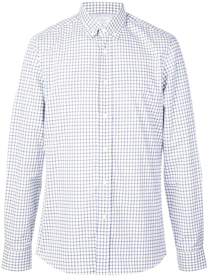 Brunello Cucinelli Grid Print Shirt - White