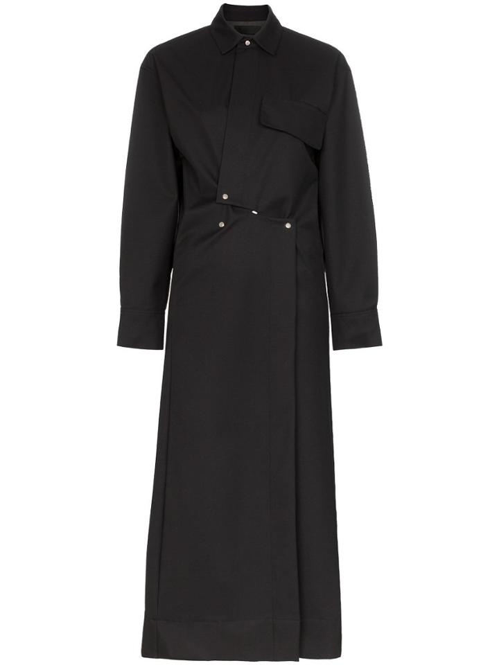 Markoo Collared Button Midi Dress - Black