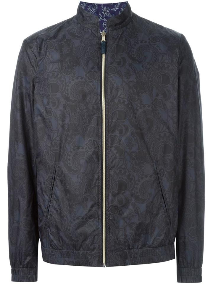 Etro Reversible Windbreaker, Men's, Size: Small, Black, Polyamide/calf Leather/cotton