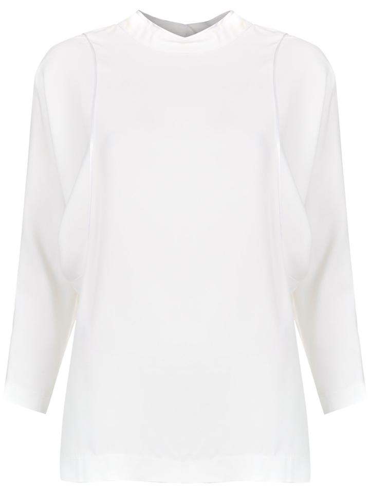 Egrey Panelled High Neck Blouse - White