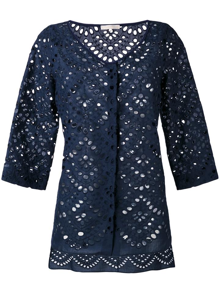Mantu - Elongated Back Buttoned Blouse - Women - Cotton/spandex/elastane - 48, Blue, Cotton/spandex/elastane