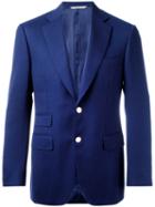 Canali Single-breasted Blazer, Men's, Size: 48, Blue, Wool/cupro