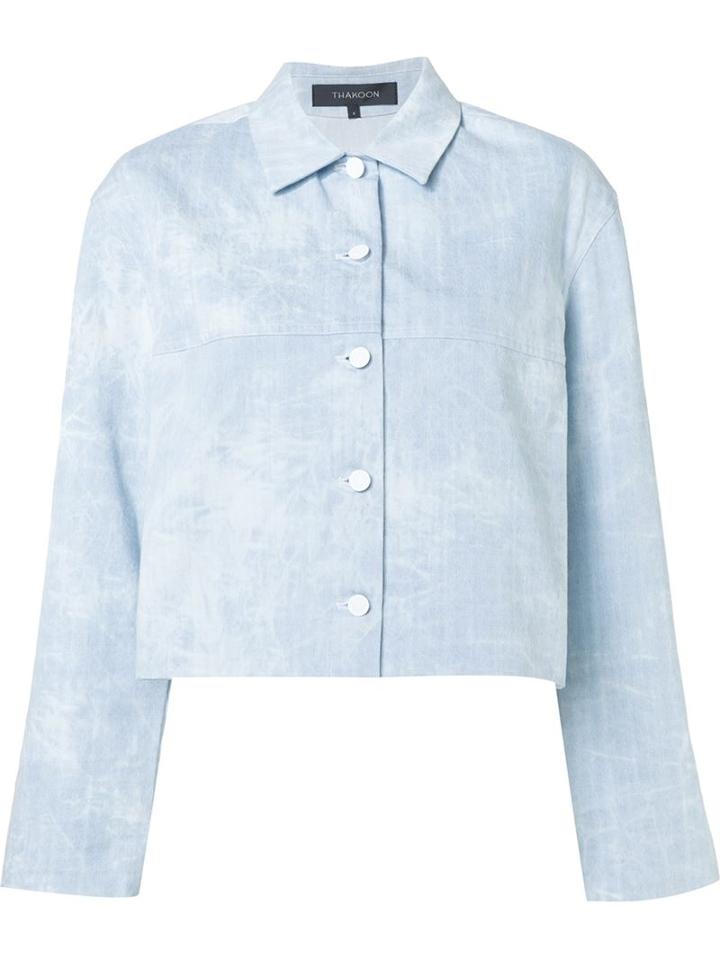 Thakoon Cropped Denim Jacket, Women's, Size: 4, Blue, Cotton