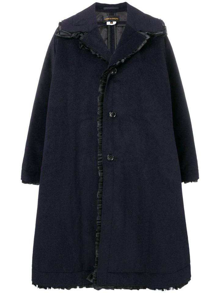 Comme Des Garçons Oversized Ruffle Trim Coat - Blue