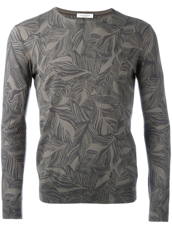 Paolo Pecora - Leaf Printed Sweatshirt - Men - Cotton - M, Green, Cotton