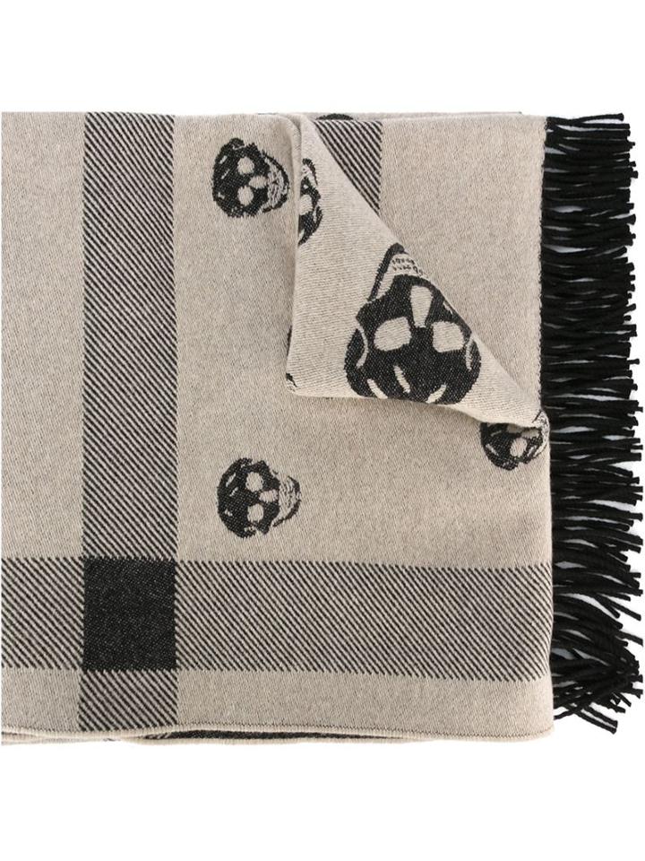 Alexander Mcqueen Skull Scarf, Men's, Nude/neutrals, Wool/cashmere