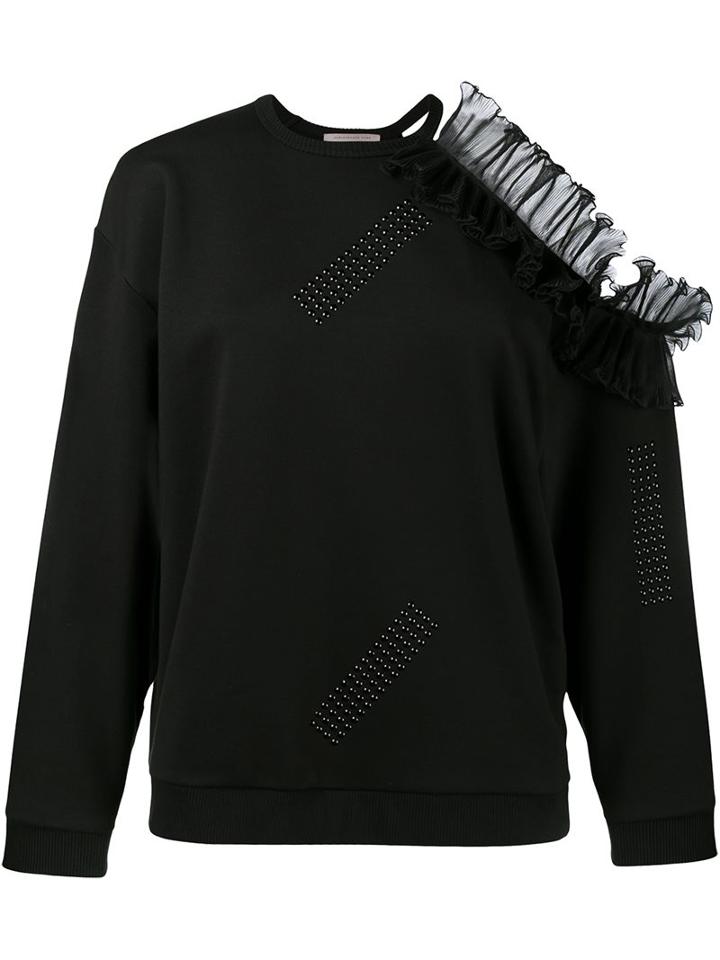 Christopher Kane Frill Trim Cold Shoulder Sweatshirt