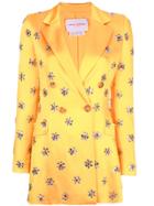 Carolina Herrera Embellished Double Breasted Blazer - Yellow