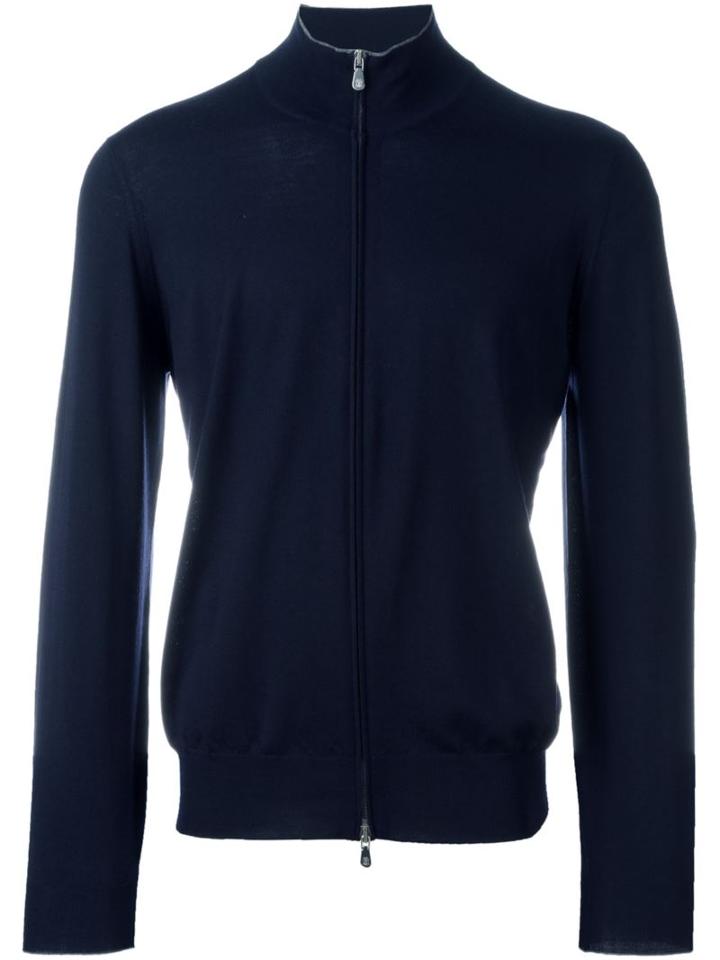 Brunello Cucinelli Zipped Cardigan, Men's, Size: 58, Blue, Cashmere/wool