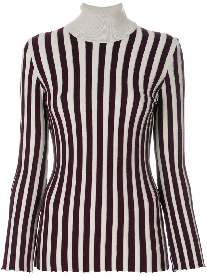 L'autre Chose Striped Turtleneck Top - Red