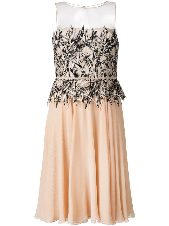 Blumarine Macrame Lace Panel Dress, Women's, Size: 44, Nude/neutrals, Silk/polyamide/spandex/elastane