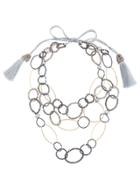 Night Market Bead And Ring Layered Necklace - Grey
