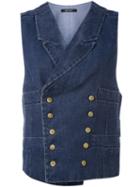 Ermanno Gallamini - Metallic Embellished Waistcoat - Women - Cotton/linen/flax - M, Blue, Cotton/linen/flax