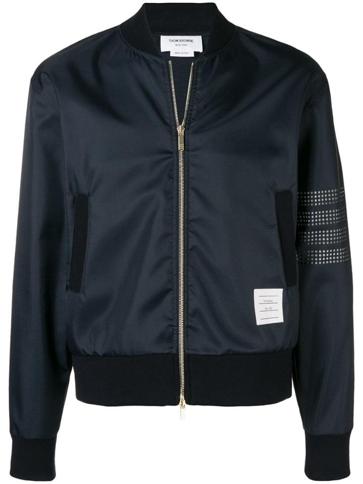 Thom Browne Perforated 4-bar Ripstop Bomber - Blue