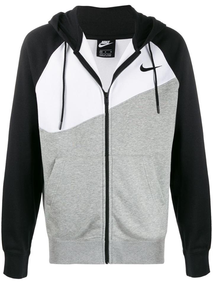 Nike Colour-blocked Logo Zip-up Hoodie - Grey